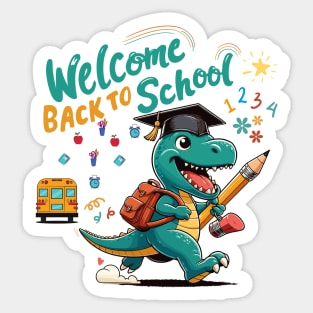 Welcome Back To School Funny Dinosaur School for Kids Sticker